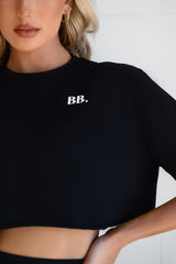 Raw Cropped Tee in Black