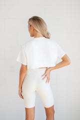 Raw Cropped Tee in White (SAMPLE SALE)